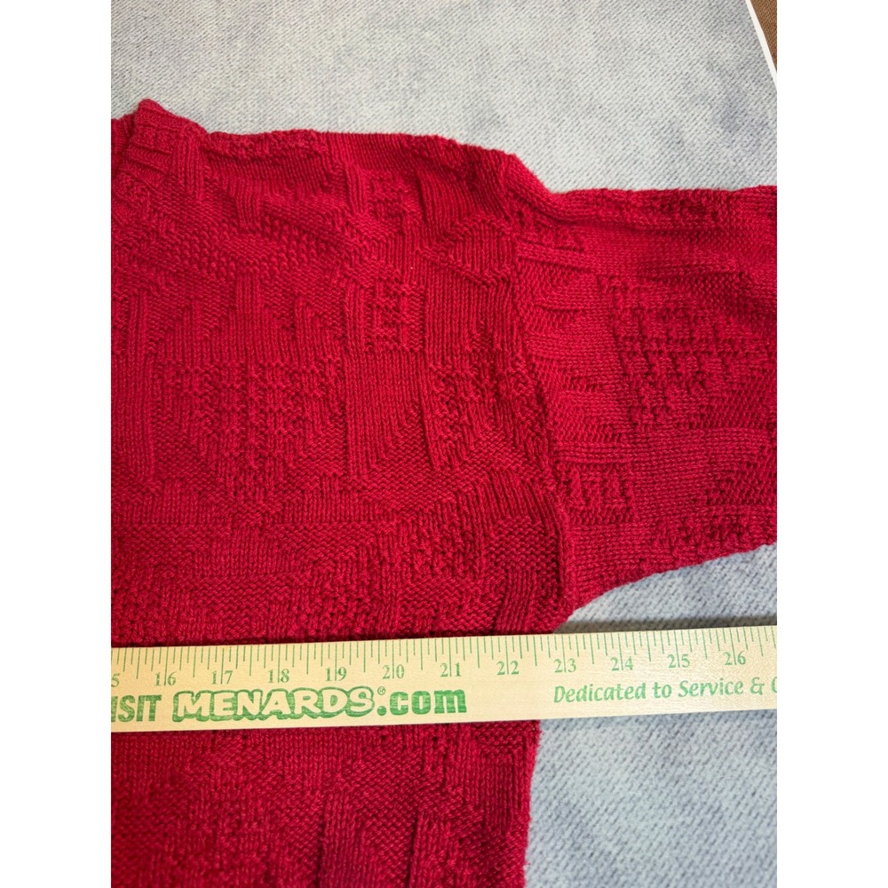 Lake Harmony USA Vintage Red Textured Knit Cotton Crewneck Sweater Mens Large - Picture 5 of 6